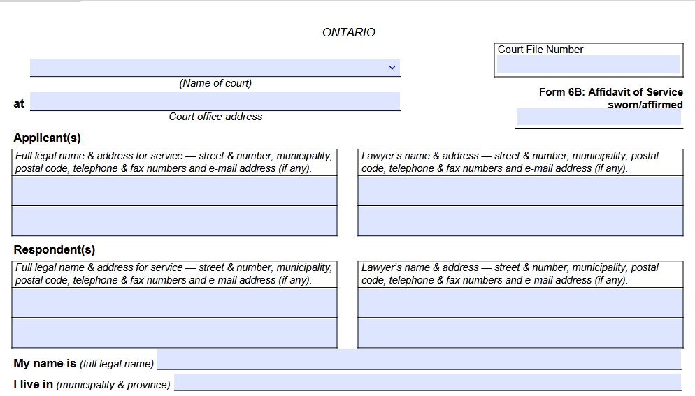 Affidavit of Service (Form 6B)